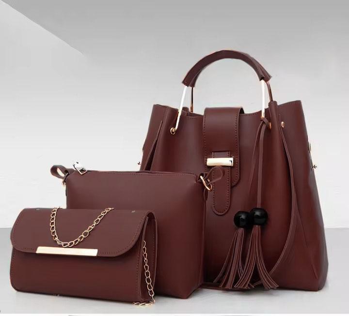 Women's Brown PU Leather Hand Bag