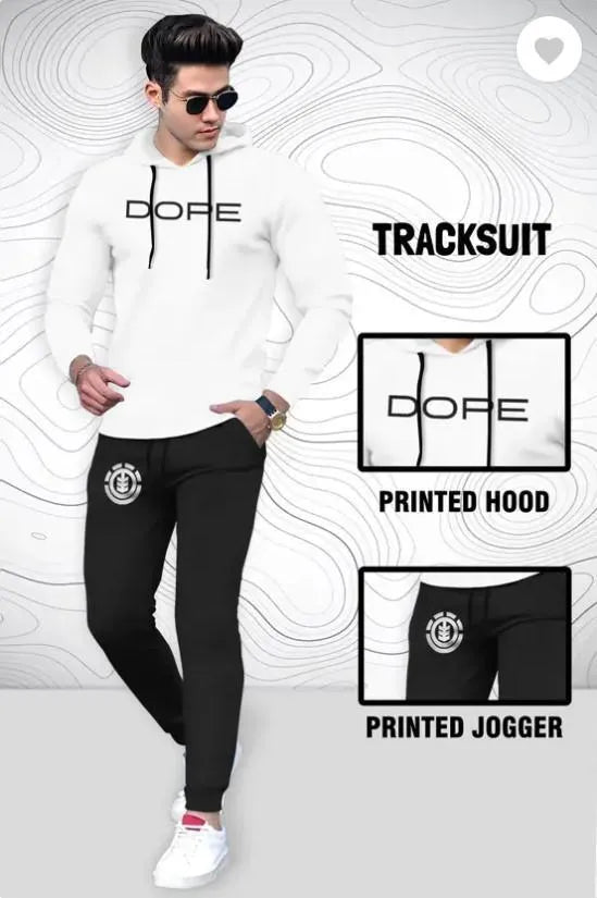 Men's Fleece Printed Hoodie Track Suit