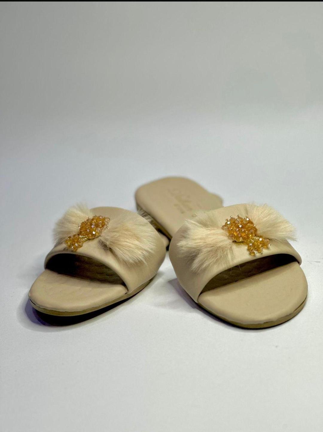 Women's Beige Synthetic Leather Flats