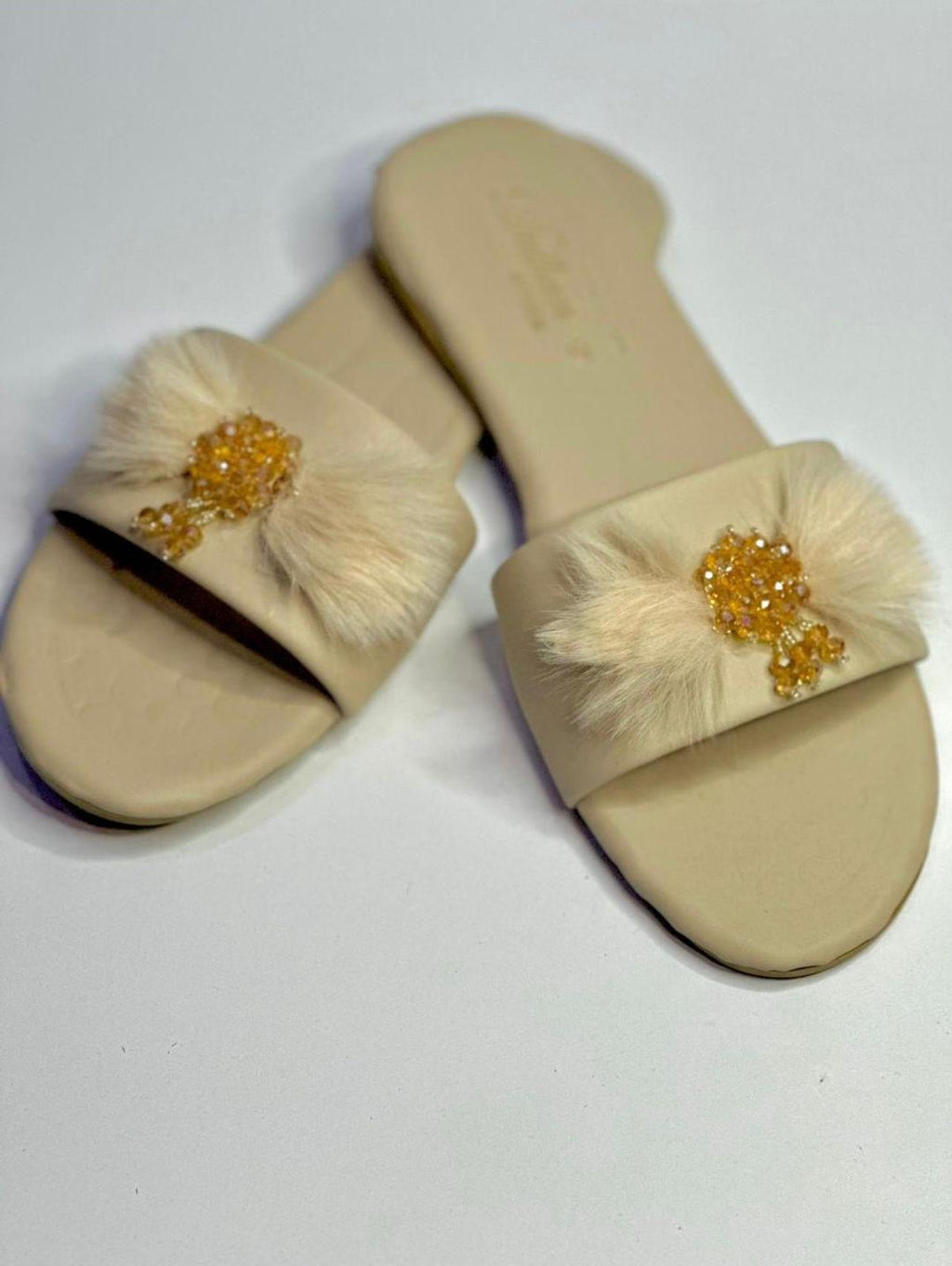 Women's Beige Synthetic Leather Flats