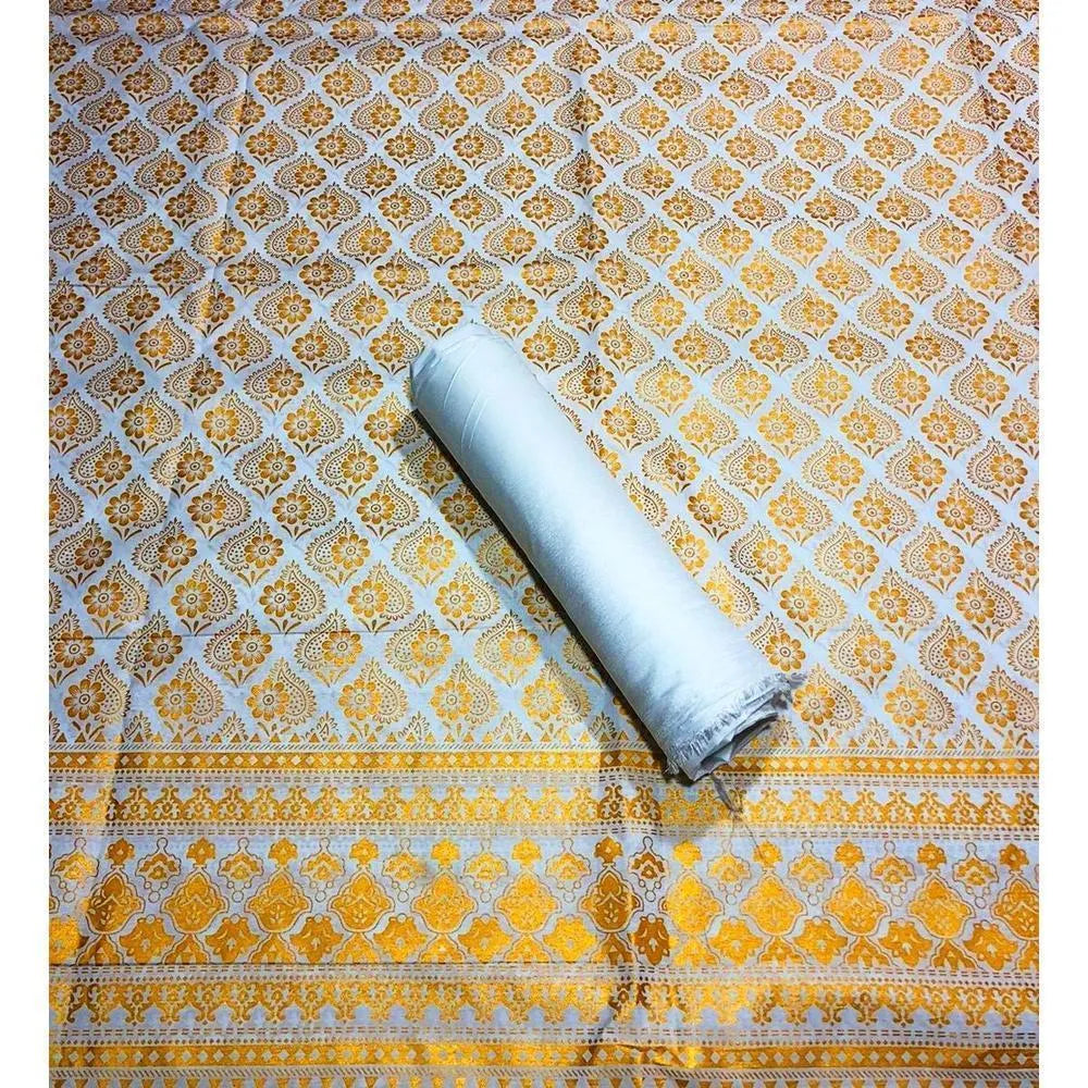 Elegant White Katan Silk Suit