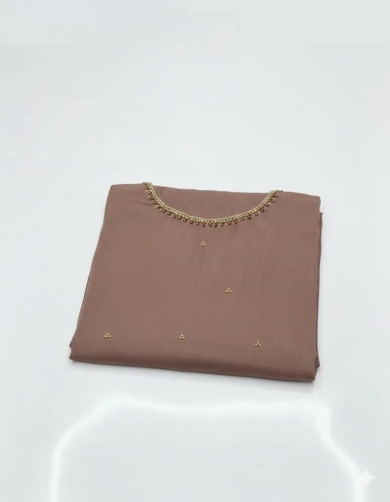 Women's 3 Piece Suit Handmade Zari Beads Work Kataan Silk Suit