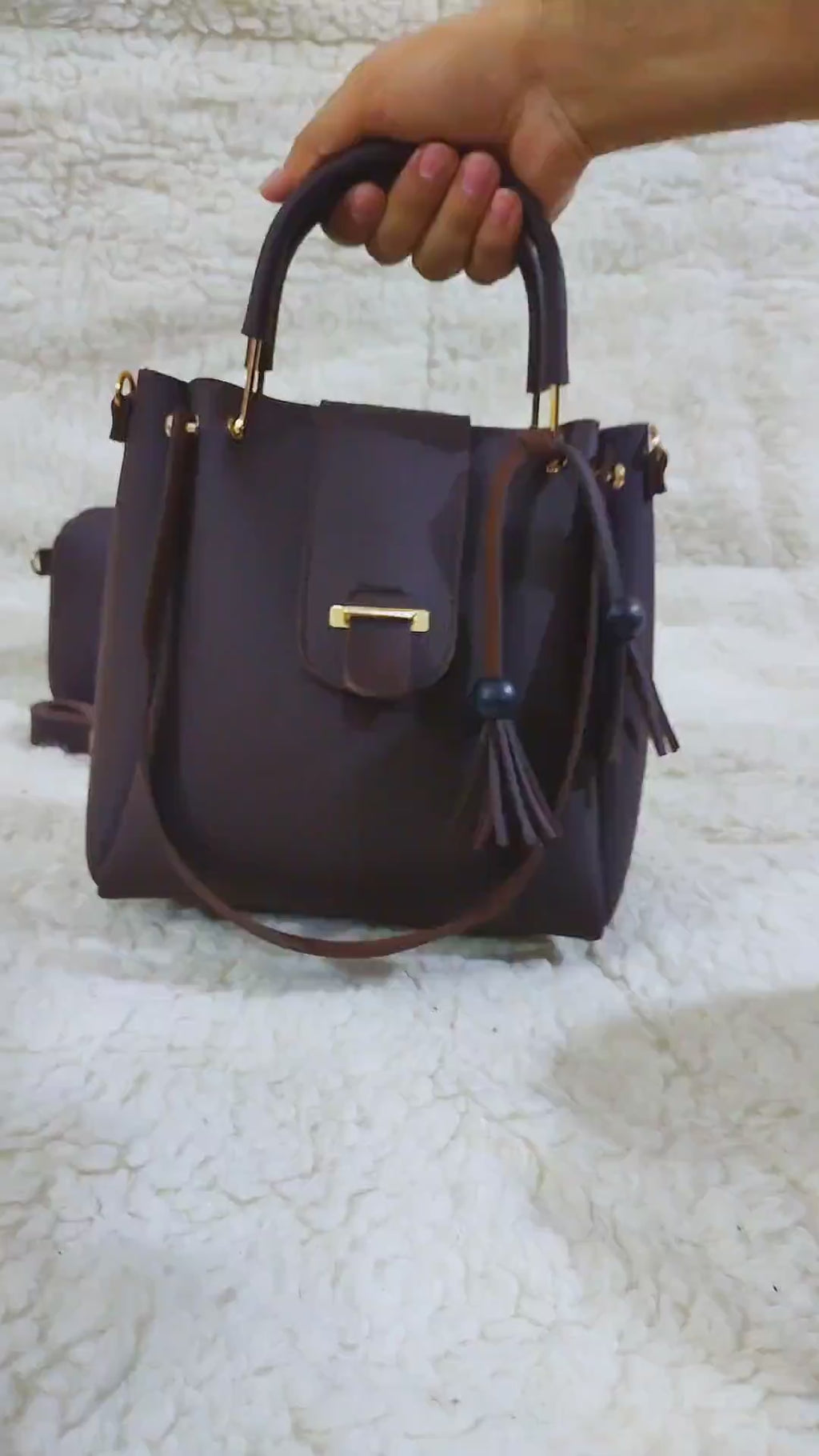 Women's Brown PU Leather Hand Bag